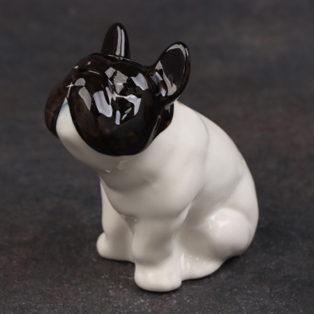 Porcelain figurine "French bulldog white-black", 8 cm, copyright painting