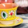 Tea couple Rishtan ceramics "Flowers", 100 ml, (plate 10cm, cup 7.5cm), yellow