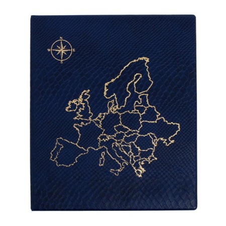 Album for coins on rings, Optima format 230 x 265 mm Calligrata "Map", includes up to 20 sheets, cover cover, blue-3