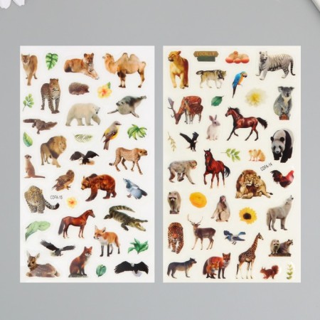 Plastic sticker "Wild animals" mix 10x21.5 cm