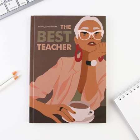 Gift set of “The Best Teacher”: A5 diary, 80 sheets and 2 pcs of the handle (ball, 1 mm, blue, red paste)-10