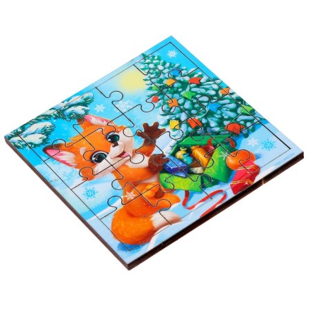 New Year's wooden puzzle "New Year! Fox with gifts "-2