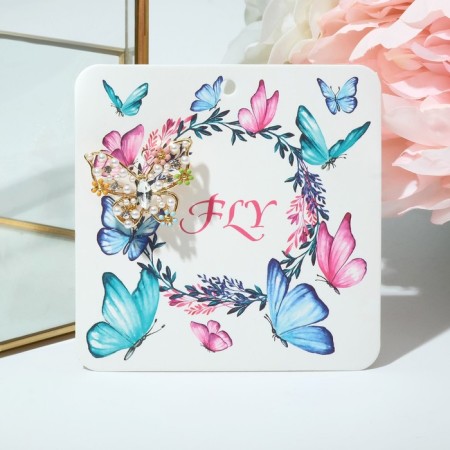 Brooch "Butterfly" in flowers, colored in gold-1