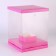 Box for flowers with a vase and PVC windows are folding, 23 x 30 x 23 cm, plain, pink