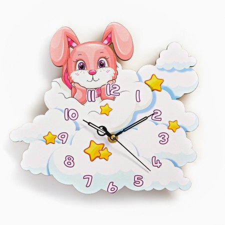 Watch walls, series: children's, "bunny on the cloud", discrete move, 23 x 25.5 cm, 1 aa-3