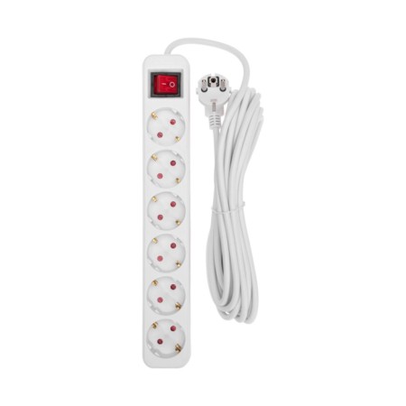 Extension cord Standard 6 nests, 5m, 3x1.0mm², s/h, with a switch, white rexant