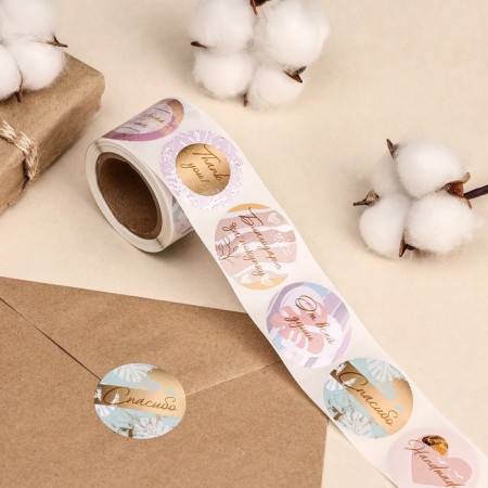 Stickers for flowers and gifts "thank", 4.4 x 4.4 cm, set 252 pcs.-1