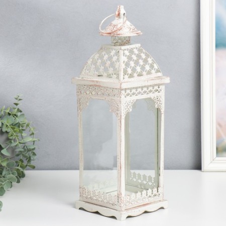 Summary Metal "Lantern - White lace" set 2 pcs white 17x17x52, 13x13x39.5 cm-4