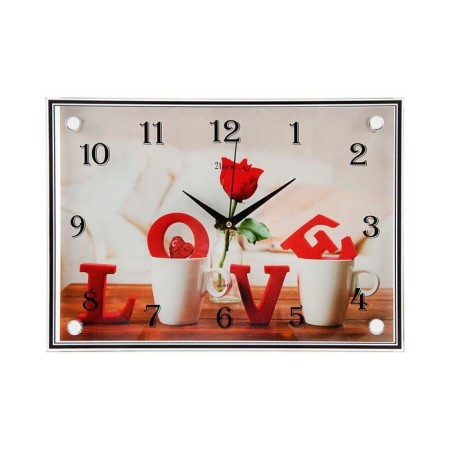 Wall clock: flowers, "love", silent, 25 x 35 cm-3