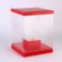 Box for flowers with a vase and PVC windows are folding, 23 x 30 x 23 cm, plain, red