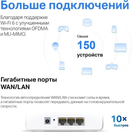 Seamless Mesh router Mercusys Halo H80x (3-Pack) Ax3000 10/100/100base-TX White (pack: 3pcs) 10047-6