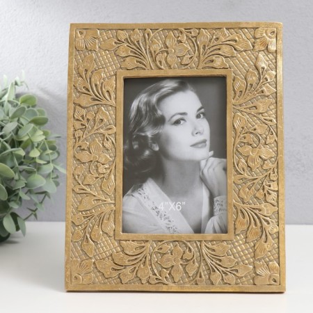 Photo frame Polystone 10x15 cm "Fairytale flowers. FISTING" Gold 23x18.5 cm