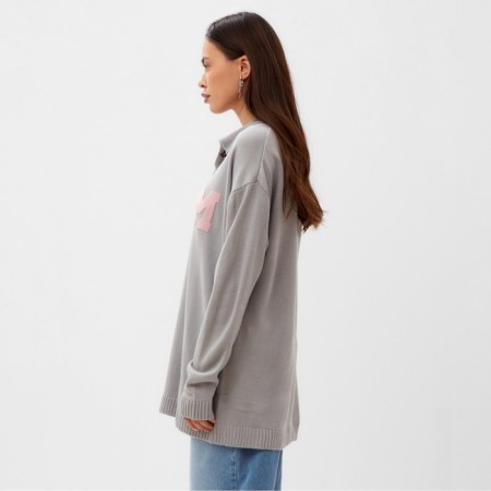 Джемпер женский MIST с воротником поло серый, р. L (48-50)-3