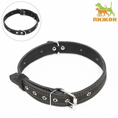 Collar leather two-layer dimensionless, 69 x 3.5 cm, Osh 45-60 cm, black