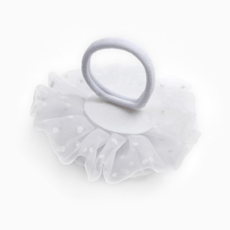 Outlet. Hair bow on elastic band, white, 10 cm, kitty Marie-4