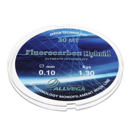 Monophile Flap ALLVEGA FLUOROCARBON HYBRID, diameter 0.10 mm, test 1.30 kg, 30 m, fluorocarbon 65%
