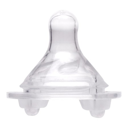 The nipple is milk, silicone, for a bottle with a wide throat, 3+ months.