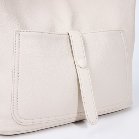Luggage bag on lightning, 2 external pockets, milk color-3