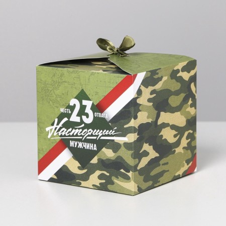 Gift folding box, packaging, “real man”, February 23, 12 x 12 c 12 cm-2