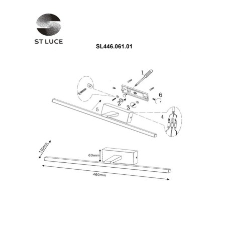 ST LUCE Painting SL446.061.01. 1x8 W, LED, 3000K, 400 LM, 46x6 cm, chromium color-3