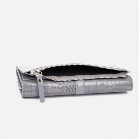 Women's wallet on magnets, gray color-4