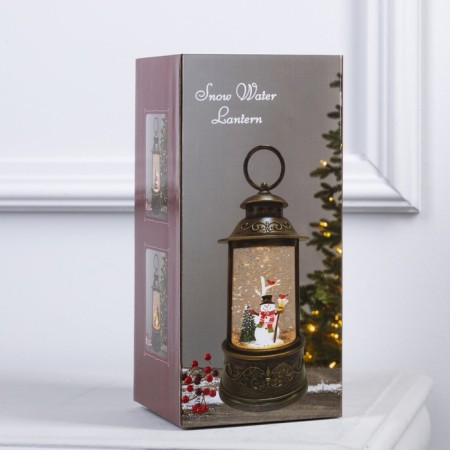 LED figure "Lantern with a snowman" 11 × 21 × 11 cm, plastic, AAX3 batteries (not in the kit), USB, glow warm white-5