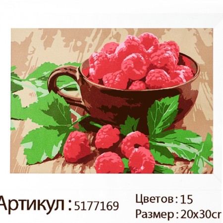 Picture on numbers on canvas with the subframe "Ripe Raspberry", 30x20 cm-4