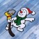Stick on glass "A snowman with a broom in the snow" 14x11 cm
