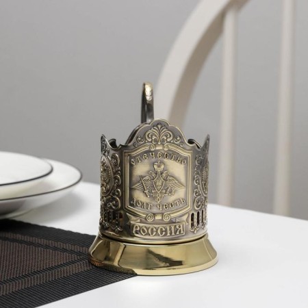 The cup holder "Fatherland. Duty. Honor ", d = 72mm, brass
