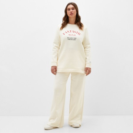 Lenced Women's sweatshirt with the basis of Mist Cozy Style, Milk, Size 52-1