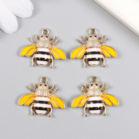 Decor for creativity metal, enamel "White bee" 2.4x2.1 cm-2