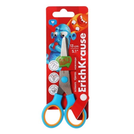 Baby scissors 13 cm Erichkrause "Junior Softy Jolly Friends", rounded ends, comfortable hands, mix, blister-7