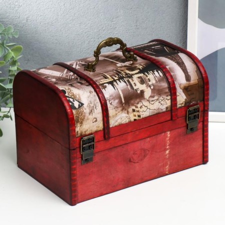 Casket Wood Equrated "Flowers and Cities" MICS chest 15x22x15.5 cm-6