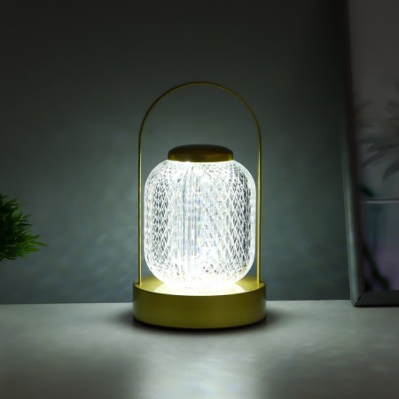 Night Sensor "Losen" LED 3W USB AKB Dimmer gold 11.5x11.5x23.5 cm Risalux-3