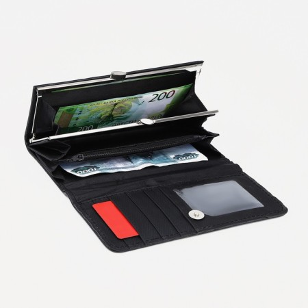 Women's wallet on a magnet, black color-2