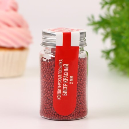 Sprinking confectionery "Red Beads" Easter, 2 mm, 50 g-1