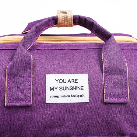 Bag backpack for mom and baby with a changing rug, purple color-9