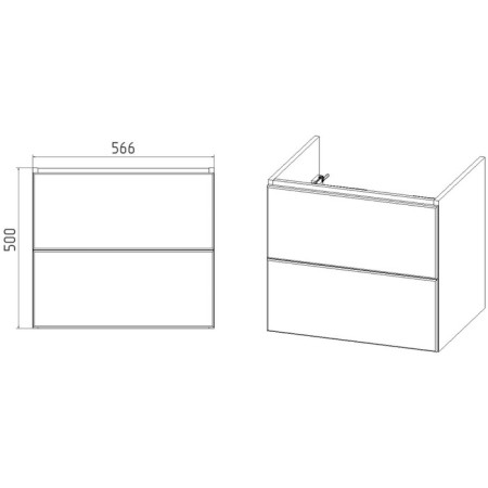 Viant Viant "Sofia" 2 boxes, suspended, 430x560x500 mm, with COMO 60 sink-3