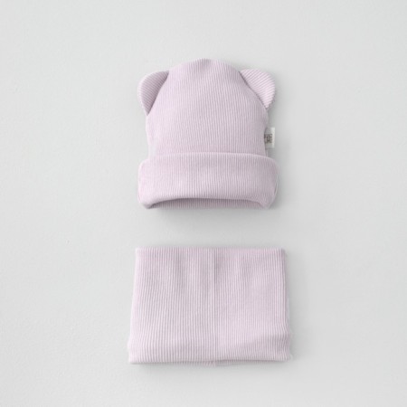 Kinderlitto Piccolino Kinderlitto kit, 2 items: hat, snood, age 3-6 months, color Lilac