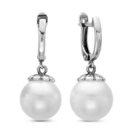 Earrings "Pearls" ball, echoing with oxidation