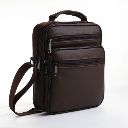 Male bag on lightning, long belt, brown color