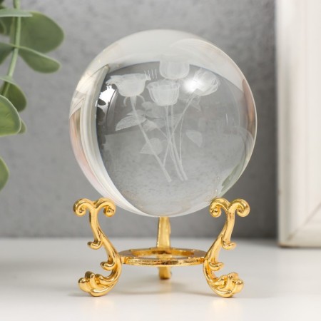 Souvenir glass "Rose" d = 6 cm openwork stand 8.5x6x6 cm-1