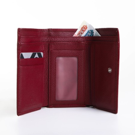 Women's wallet on the button, burgundy color-5