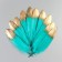 A set of goose feathers 15-20 cm, 10 pcs, dark green with gold