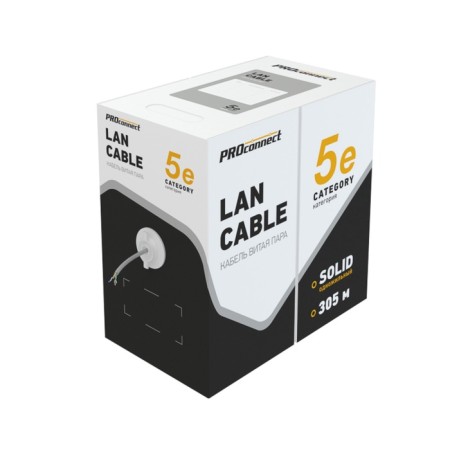 Bay cable twisted steam, f/utp, cat 5e, PVC, 4PR, 24AWG, Indoor, Solid, Gray, 305m Proconnect-1