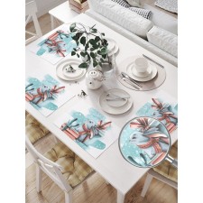 A set of napkins for setting the table “Bunny with a gift”, rectangular, size 32x46 cm, 4 pcs
