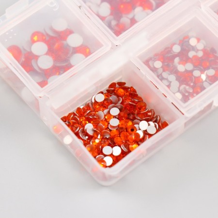 Decor for creativity Glass "Rhinestones. Red-orange" d = 2-4.8 mm nr 1188 pcs 6x8x1.5 cm-3