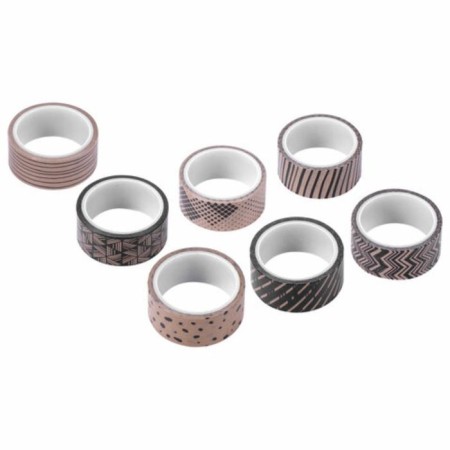 Adhesive Washi-tanks for decor coffee colors, 15 mm x 3 m (set 7 pcs) rice paper-2