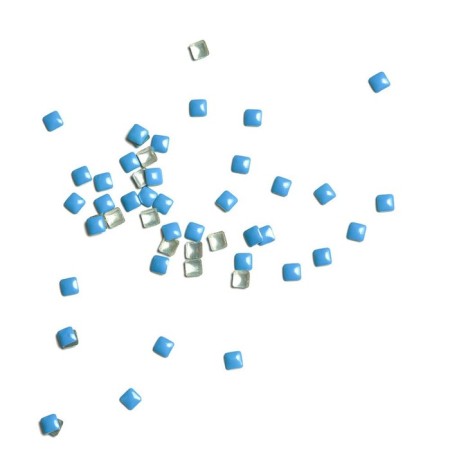 Rhinestones, square, 2x2, blue, 50 pcs