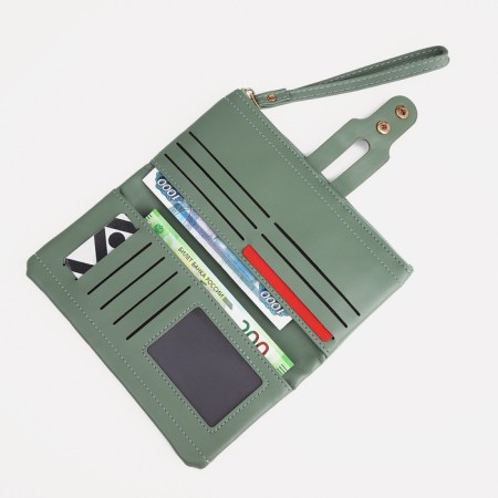 Women's wallet on the button, green color-2